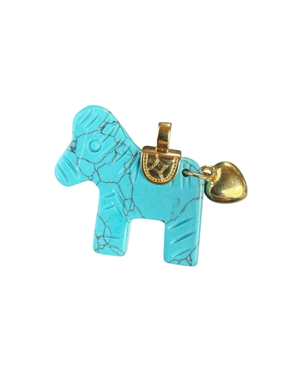 Turquoise Horse Pendant with Gold Accent - Women Jewelry - Picture 2 of 4